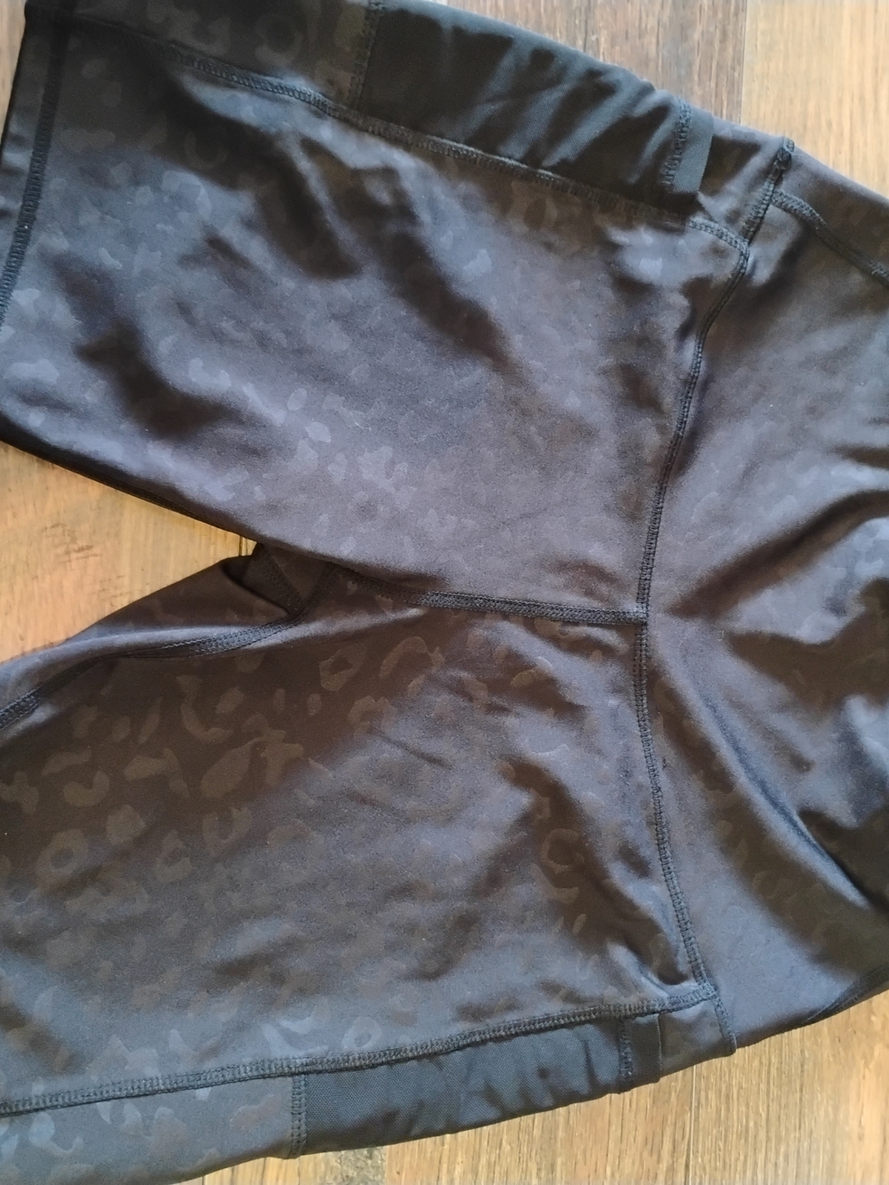 Women's Black Athletic Shorts with Subtle Leopard Texture